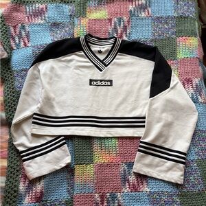 adidas Women's Black&White Cropped Sweater